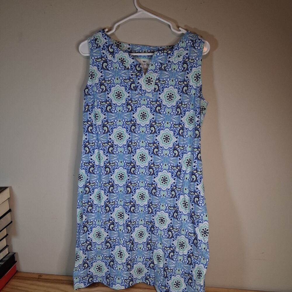 Talbots Womens Dress Sz L Sleeveless Blue Paisley Dress Midi Straight Dress